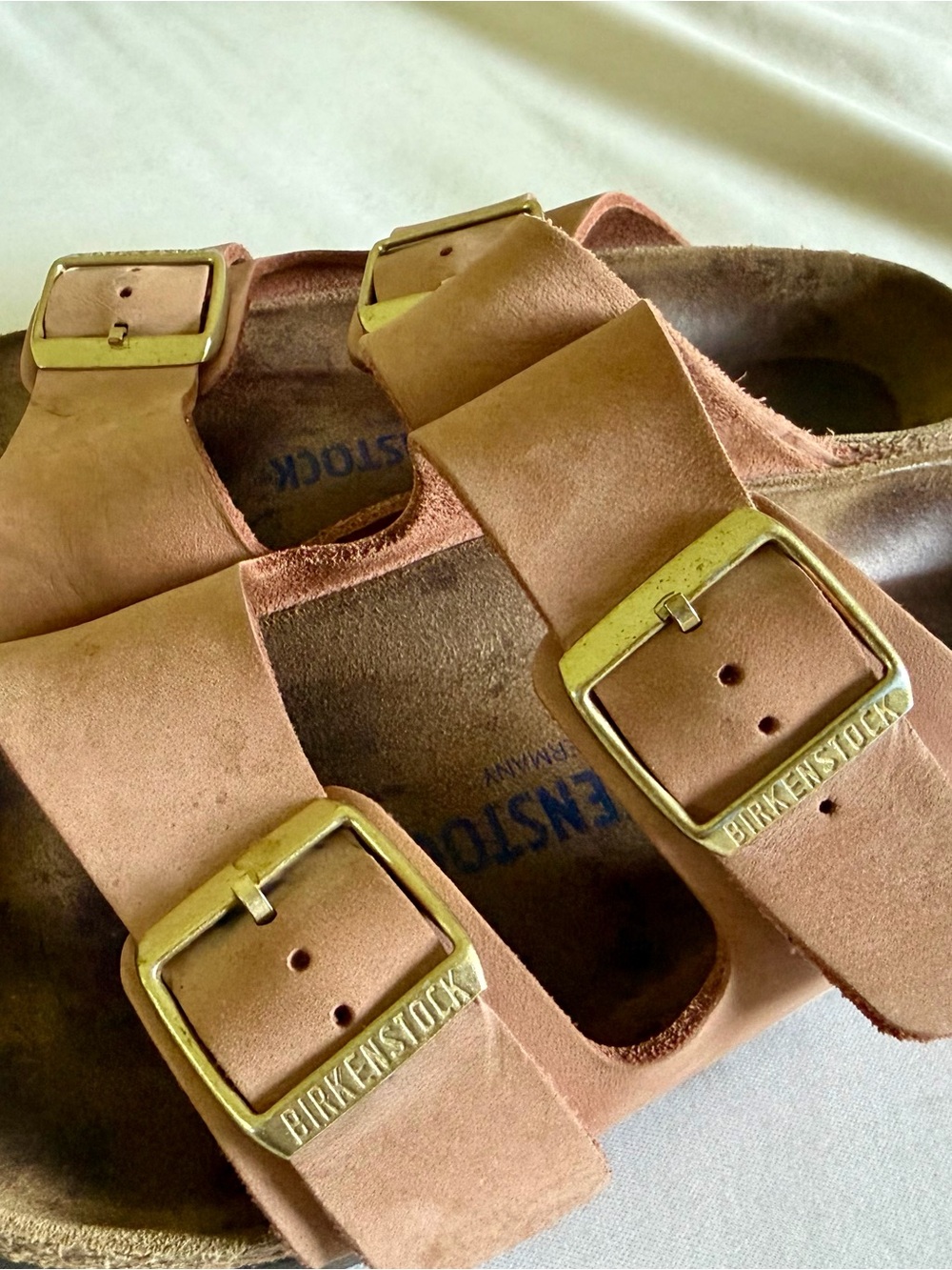 Birkenstock Sandals in Rose with Gold Buckles